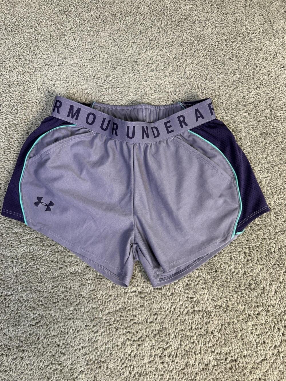 Under Armour Shorts Womens XS Purple Athletic 3in Inseam Pockets Elastic Waist